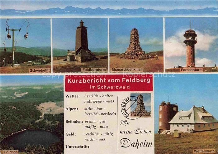 Feldberg 1450m Schwarzwald Schwebelift Feldbergturm Bismarckdenkmal Fernsehturm