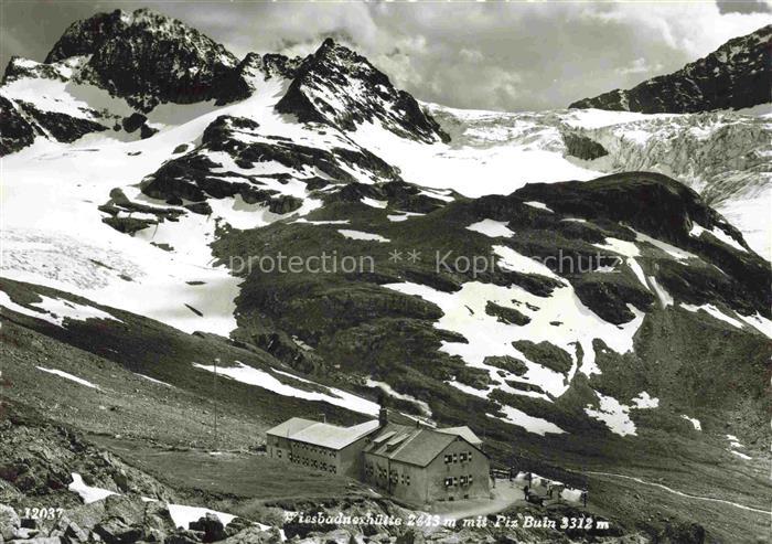 Wiesbadener Huette 3316m Wiesbadnerhuette Montafon AT mit Piz Buin Fliegeraufnah
