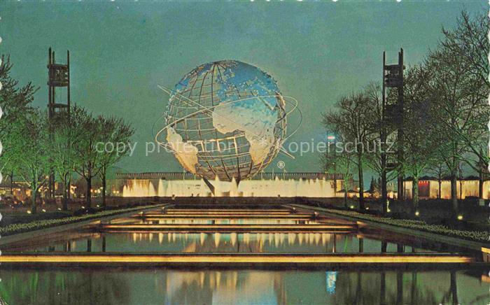 Exposition Worlds Fair New York 1964-65 Unisphere Night Scene