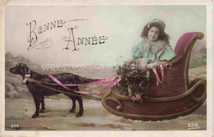 Foto EPR Nr. 309 Maedchen Hund Neujahr Nouvelle Annee