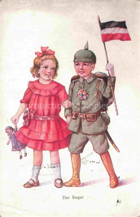 SWR Schwarz Weiss Rot-Flagge Litho Kinder Soldat der Sieger Litho