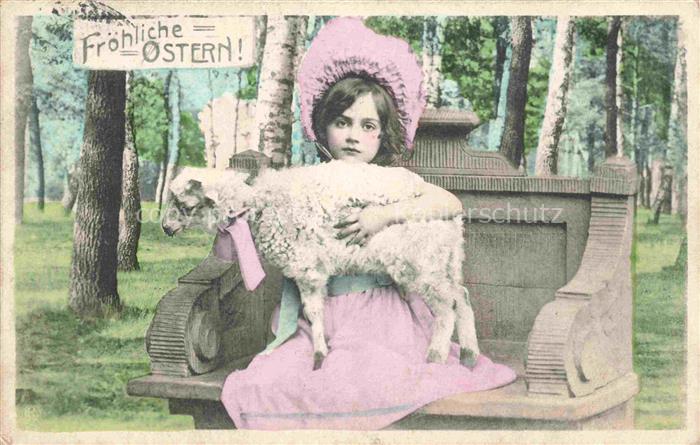 Ostern Easter Paques Pasqua-- Lamm Maedchen