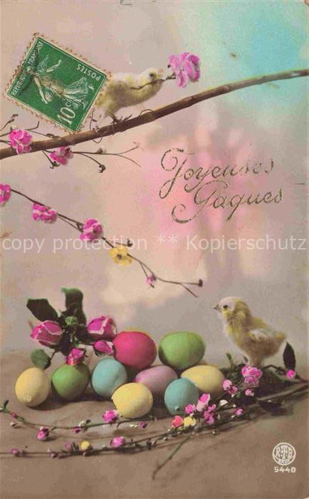 Foto RTB Nr. 5440 Ostern Paques Kueken Eier Litho