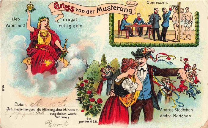 Musterung Conscription Reclutamiento Arruolamento Militaria-- Litho Soldaten Lie