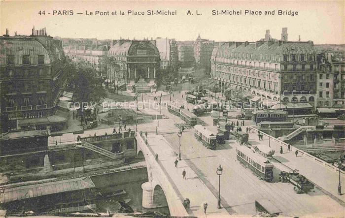 STRAssENBAHN Tramway-- Paris Le Pont la Place St Michel Birdge