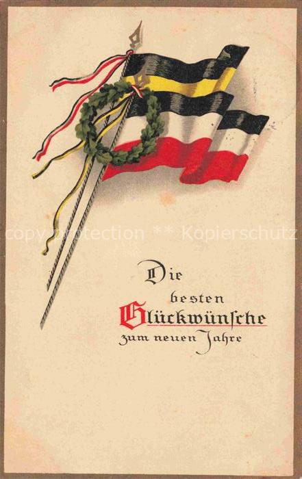 SWR Schwarz Weiss Rot-Flagge Litho Neujahr glueckwuensch Nouvelle Annee