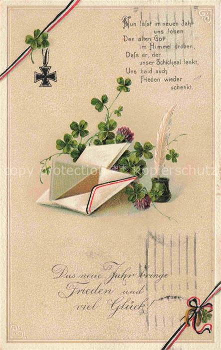 Neujahr Annee New Year bringe Frieden und viel glueck Briefe