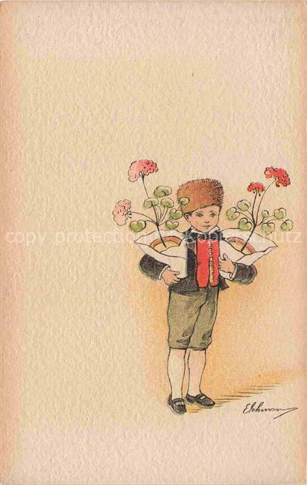 Trachten Alsace Jung Kind Rosen Litho Mulhouse