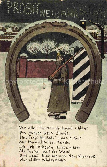 Neujahr Annee New Year Militaer Militaria Kufstein Litho Soldat
