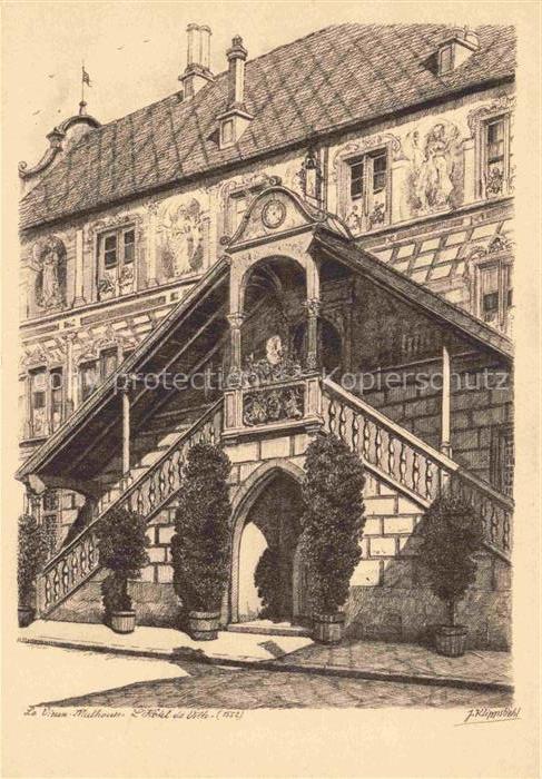 KLIPPSTIEHL J. Kuenstlerkarte Le vieux Mulhouse Hotel de Ville