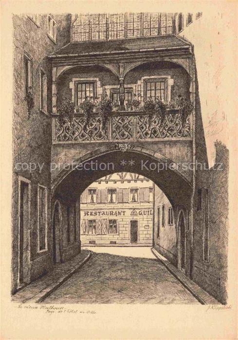 KLIPPSTIEHL J. Kuenstlerkarte Le vieux Mulhouse Hotel de Ville