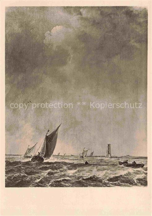 GOIJEN Jan Van Kuenstlerkarte Seestueck Leipzig Segelboote