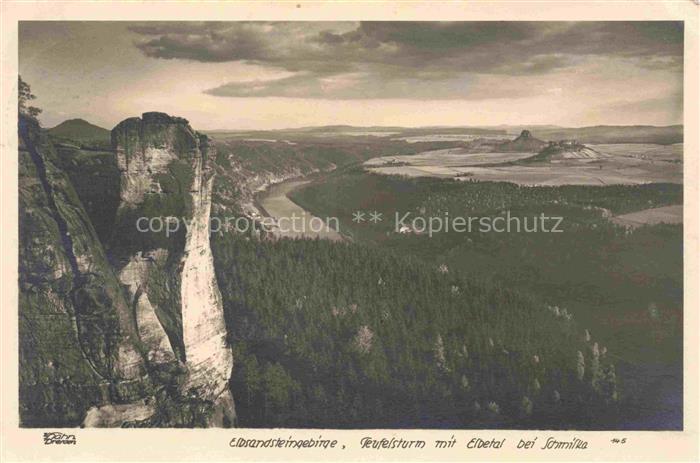 Foto Hahn Nr. 145 Elbsandsteingebirge Teufelsturm Schmilka