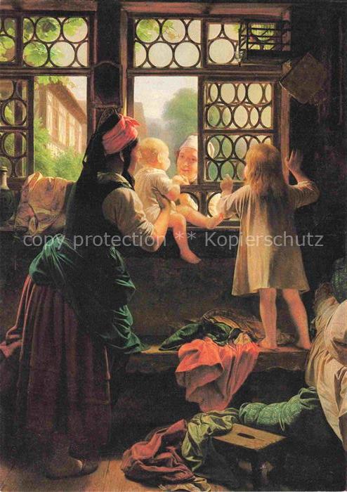 MEYERHEIM Friedrich Eduard Kuenstlerkarte Guten Morgen lieber Vater
