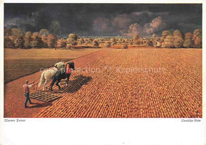 PEINER Werner Kuenstlerkarte Landwirtschaft Deutsche Erde