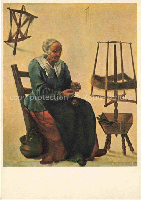 VERMEER Jan de Delft (1632-1675) Kuenstlerkarte Alte Frau mit Haspel
