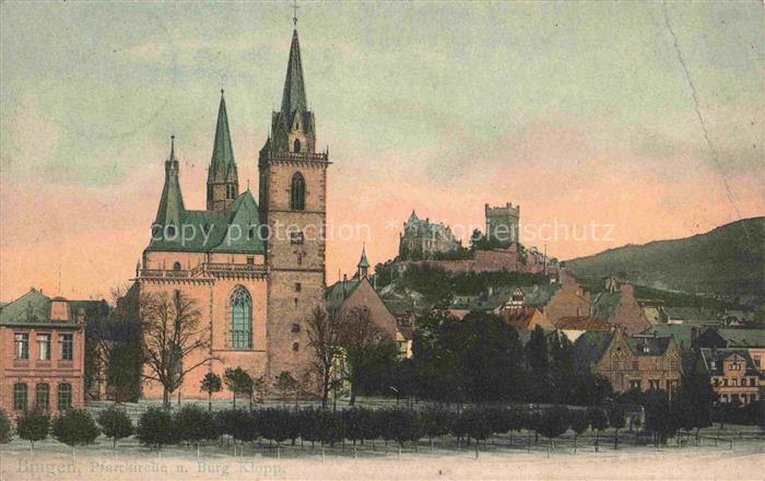 Bingen Rhein Rheinland-Pfalz Pfarrkirche und Burg Klopp Feldpost