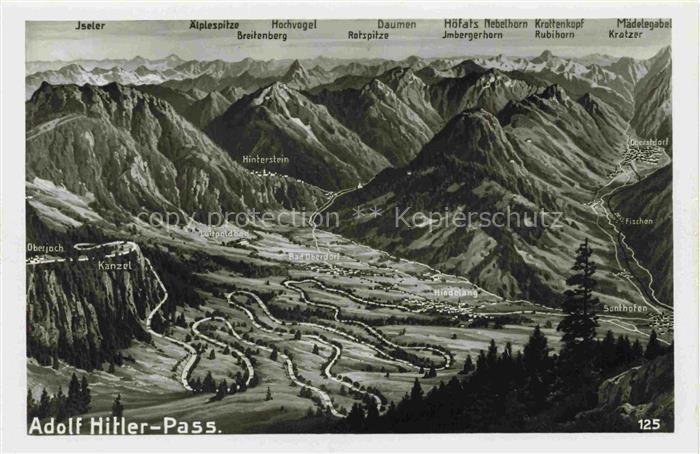 Bad Oberdorf Bad Hindelang Bayern Panoramakarte Adolf Hitler Pass