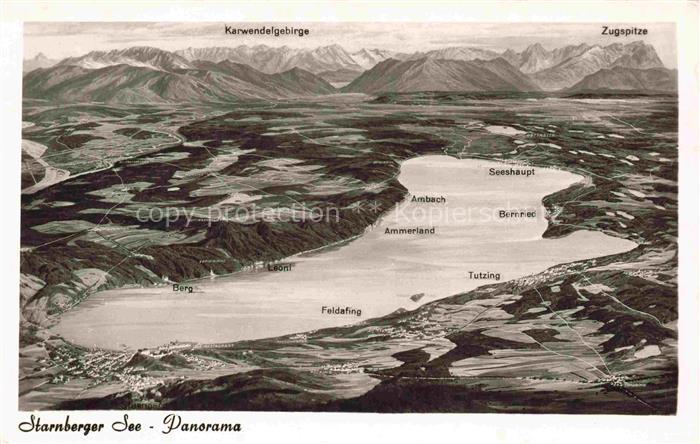 Starnbergersee Starnberg Bayern Panoramakarte