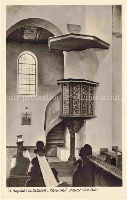 Mittelheim Rheingau Hessen St Aegidius Kirche Kanzel