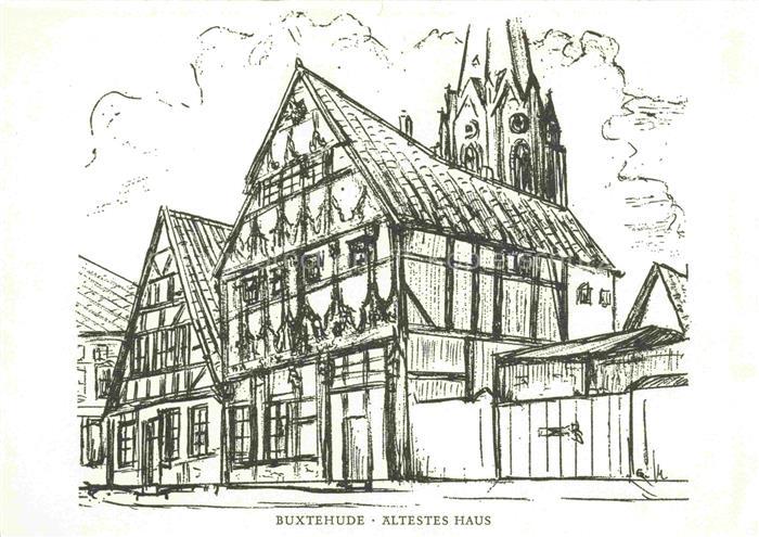 Buxtehude Stade Niedersachsen aeltestes Haus Zeichnung