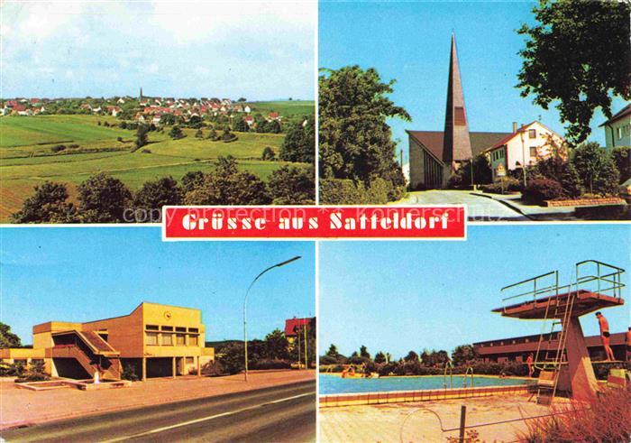 Satteldorf Schwaebisch-Hall BW Panorama Kirche Hotel Schwimmbad
