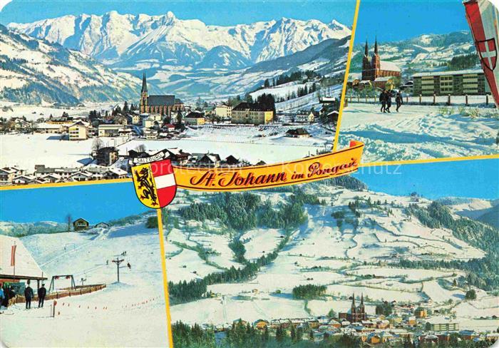 St Johann  Pongau AT Panorama mit Tennengebirge Sessellift Skiparadies