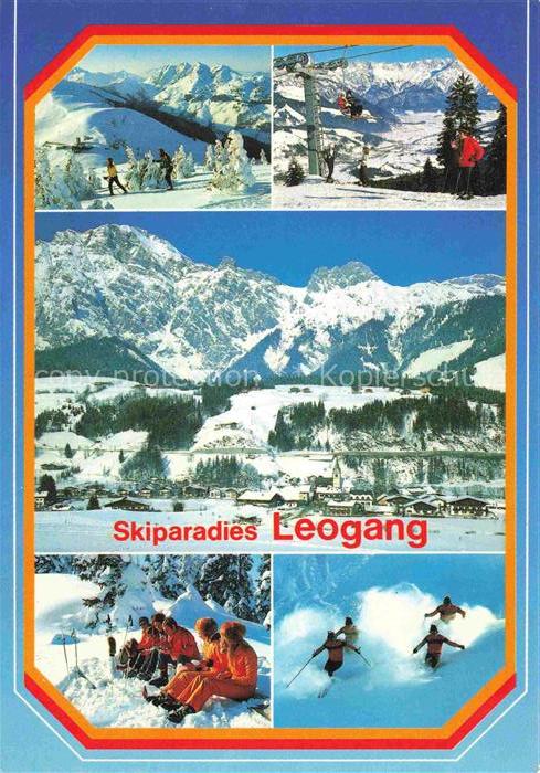 Leogang im Tale Saalbach-Hinterglemm AT Teilansichten Skifahrer Lifte