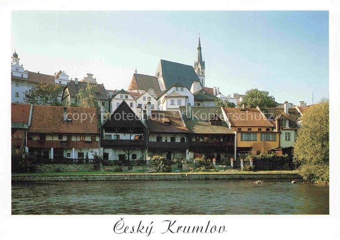 Cesky Krumlov Krumau Moldau CZ Pohled od Fortny na cast mesta s kostelem sv Vita