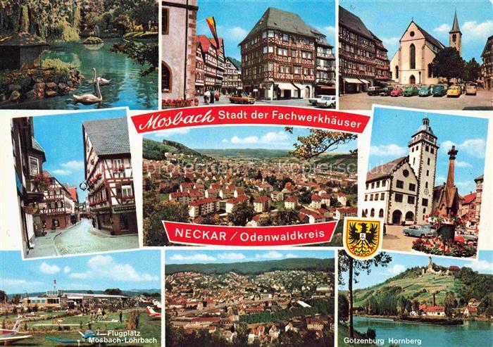 Mosbach Baden Neckar-Odenwald-Kreis BW Schwanenteich Gasse Fachwerkhaeuser Stadt