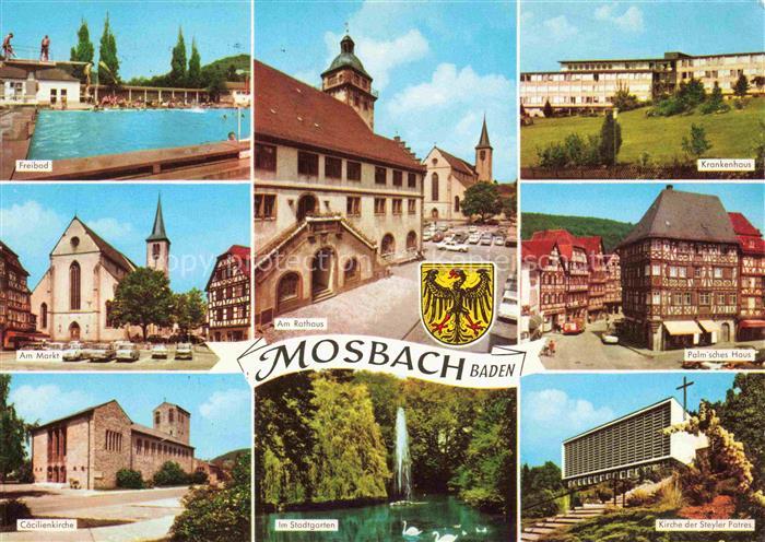Mosbach Baden Neckar-Odenwald-Kreis BW Freibad Am Markt Caecilienkirche Am Ratha