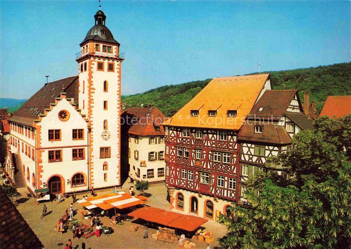 Mosbach Baden Neckar-Odenwald-Kreis BW Marktplatz und Rathaus mit Palmsches Haus