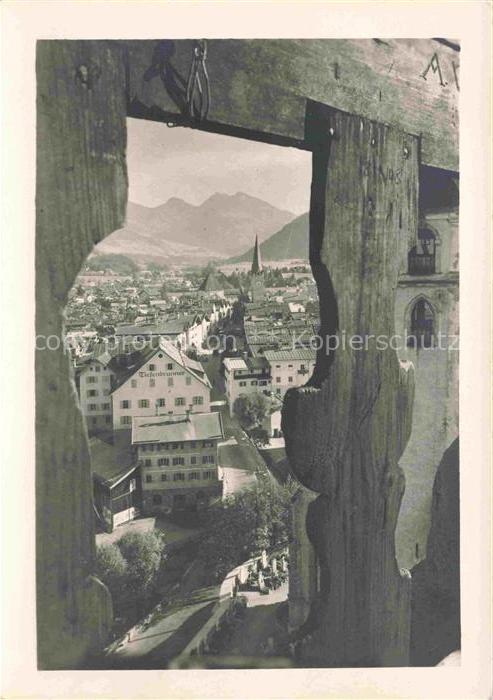 Kitzbuehel Tirol AT Blick vom Turm der Frauenkirche Hotel Kaiser
