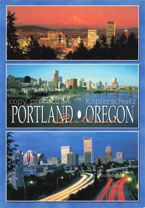 Portland Oregon USA Panorama Skyline at night Mt Hood The Willamette River