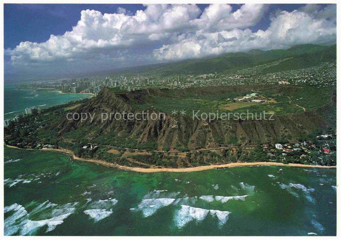 Honolulu Hawaii USA Diamond Head Crater greets visitors as they approach Flieger