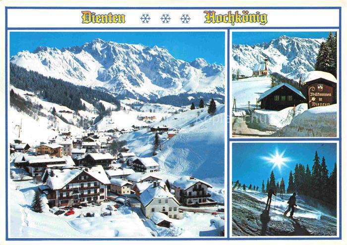 Dienten Hochkoenig Pinzgau-Pongau AT Panorama Skiabfahrt Ortsmotiv Eingang