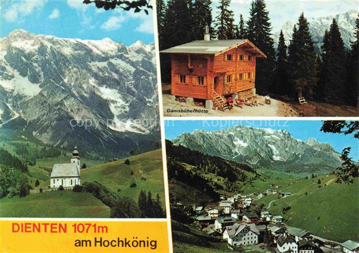 Dienten Hochkoenig Pinzgau-Pongau AT Kirche Gamsbuehelhuette Panorama