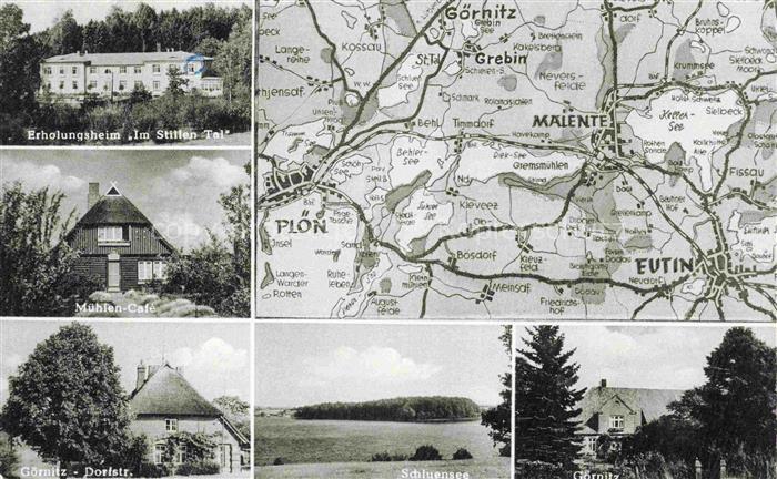 Ploen am See Schleswig-Holstein Gebietskarte Erholungsheim Im Stillen Tal Muehle