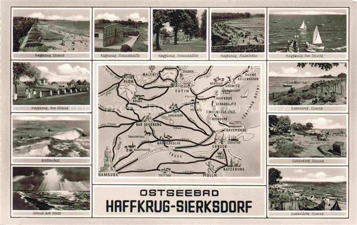 HAFFKRUG SCHARBEUTZ Ostseebad Strandpartien Strandhalle Badeleben Gebietskarte