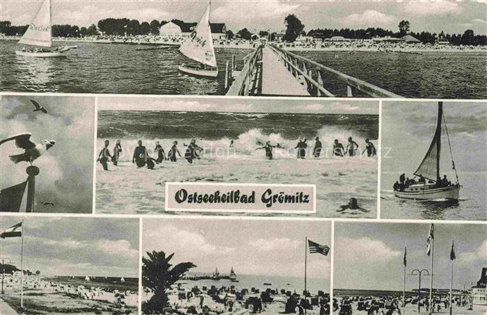 GRoeMITZ Ostseebad Strand Seebruecke Badespass Segelboot Promenade