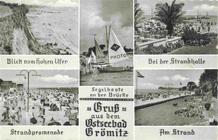 GRoeMITZ Ostseebad Hohes Ufer Segelboote Strandhalle Strandpromenade Strand
