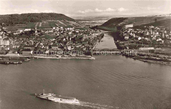Bingen Rhein Rheinland-Pfalz und Bingerbrueck Rheinpartie mit Nahemuendung Eisen