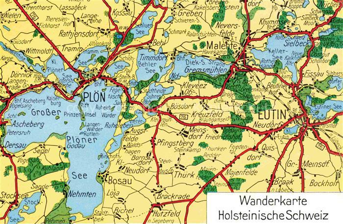 Ploen am See Schleswig-Holstein Wanderkarte Holsteinische Schweiz mit Malente un