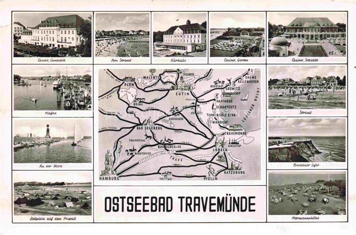 TRAVEMueNDE Ostseebad Casino Strand Kurhaus Garten Seeseite Hafen Mole Zeltplatz