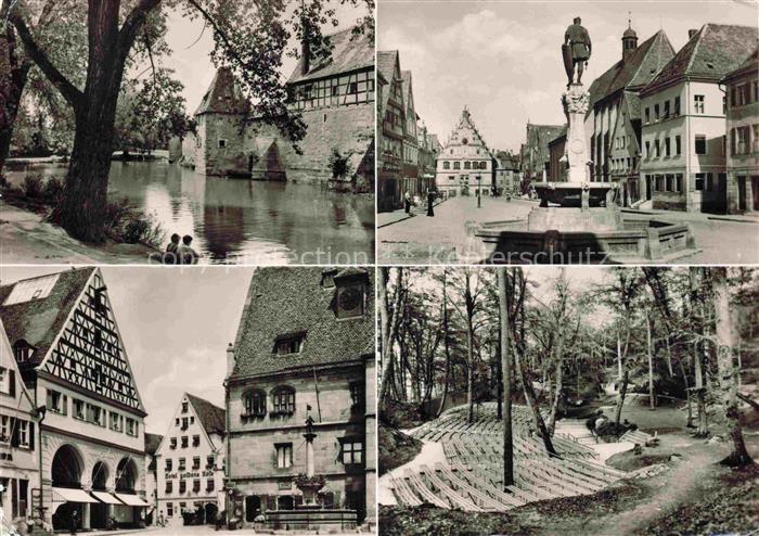 Weissenburg  Bayern Kaiser Ludwig Brunnen Rathaus und Karmeliterkirche