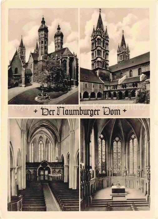 Naumburg  Saale Naumburger Dom Domhof mit Kreuzgang Mittelschiff mit Westlettner