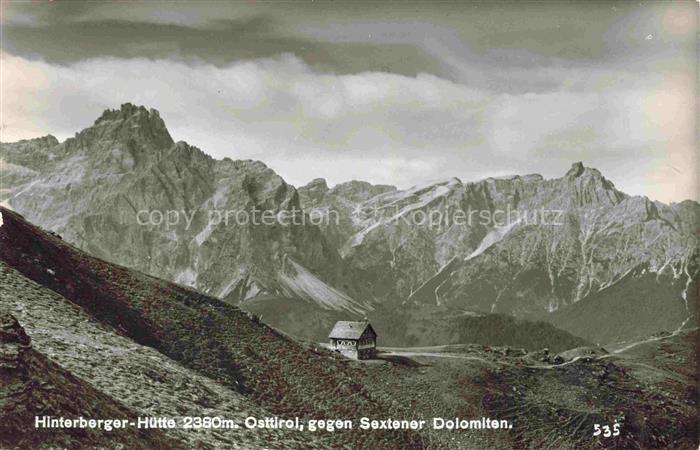 Hinterberger-Huette Hinterbergerhuette Sillian Tirol AT gegen Sextener Dolomiten