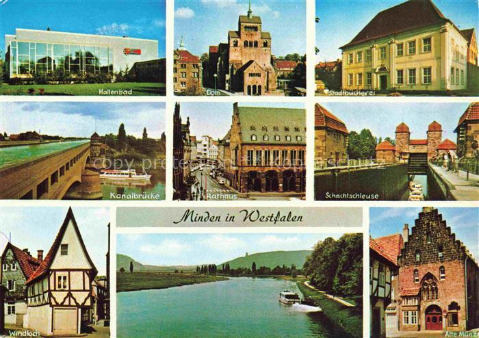 Minden  Westfalen Weser NRW Kanalbruecke Dom  Rathaus Schachtschleuse