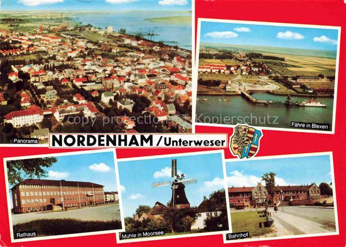 Nordenham Wesermarsch Niedersachsen Faehre in Blexen Rathaus Muehle in Moorsee