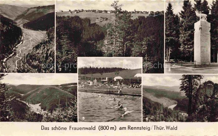Frauenwald Rennsteig Thueringen Nahetal Frauenwald Monument am Bohrstuhl Blick a